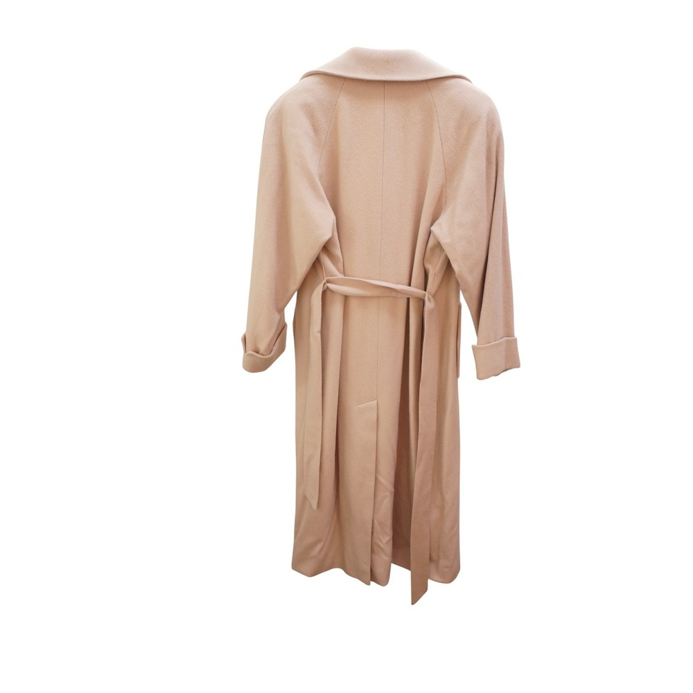 Christian Dior Beige Long Wool Blend Trench Coat Belted Lapel Collar Women - Picture 16 of 16